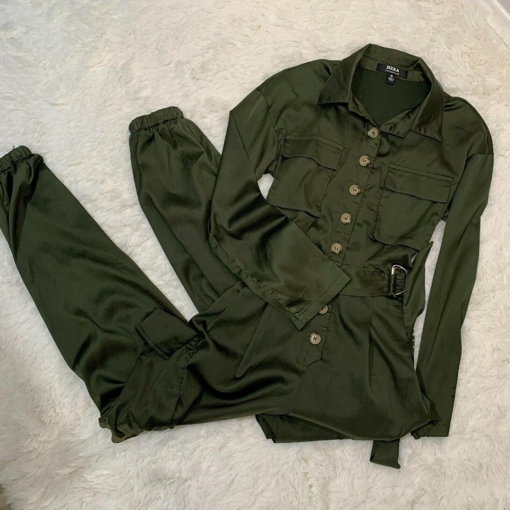 Hera Long Sleeve Jogger Pants Utility Jumpsuit S